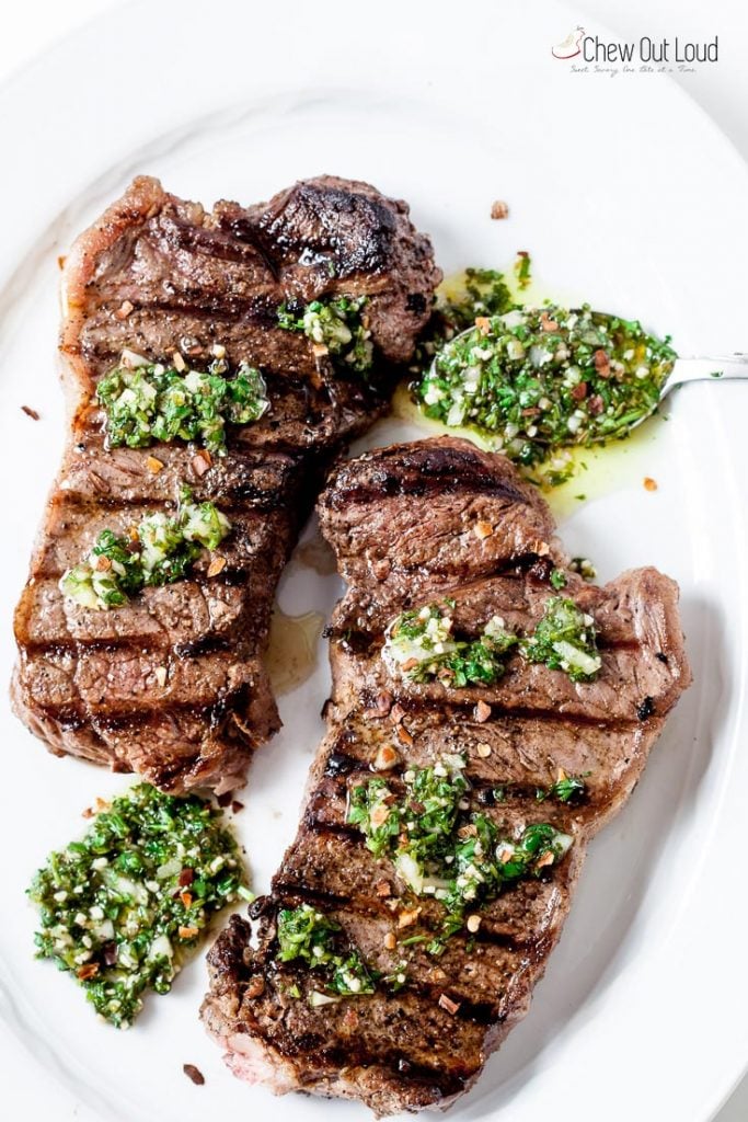 grilled steak recipe, steak recipe, steak with chimichurri sauce