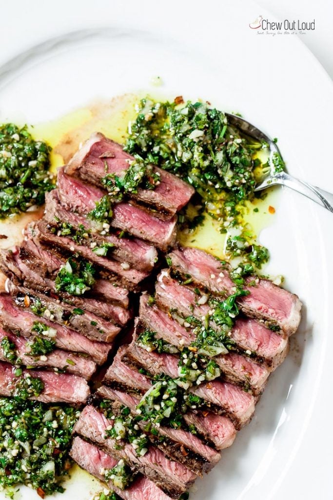 grilled steak recipe, steak recipe, steak with chimichurri sauce