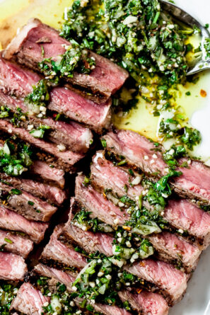 steak with chimichurri sauce