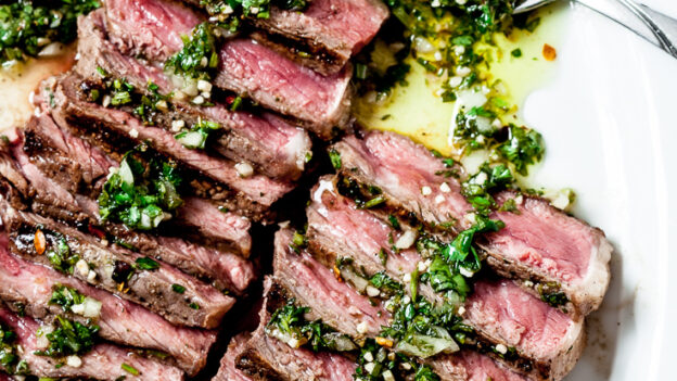 steak with chimichurri sauce