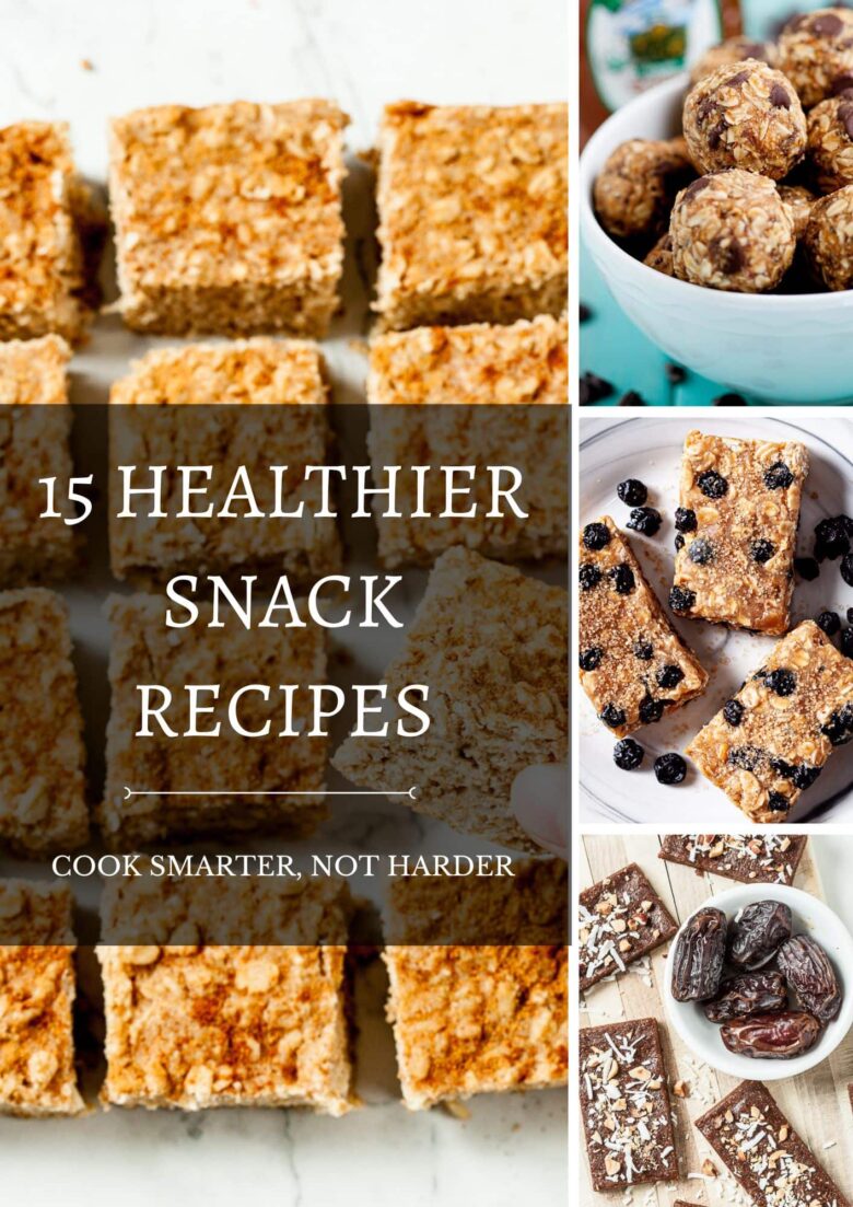 A collection of healthy snack recipes, energy bites, and protein bars.