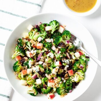 A plate of Broccoli Salad