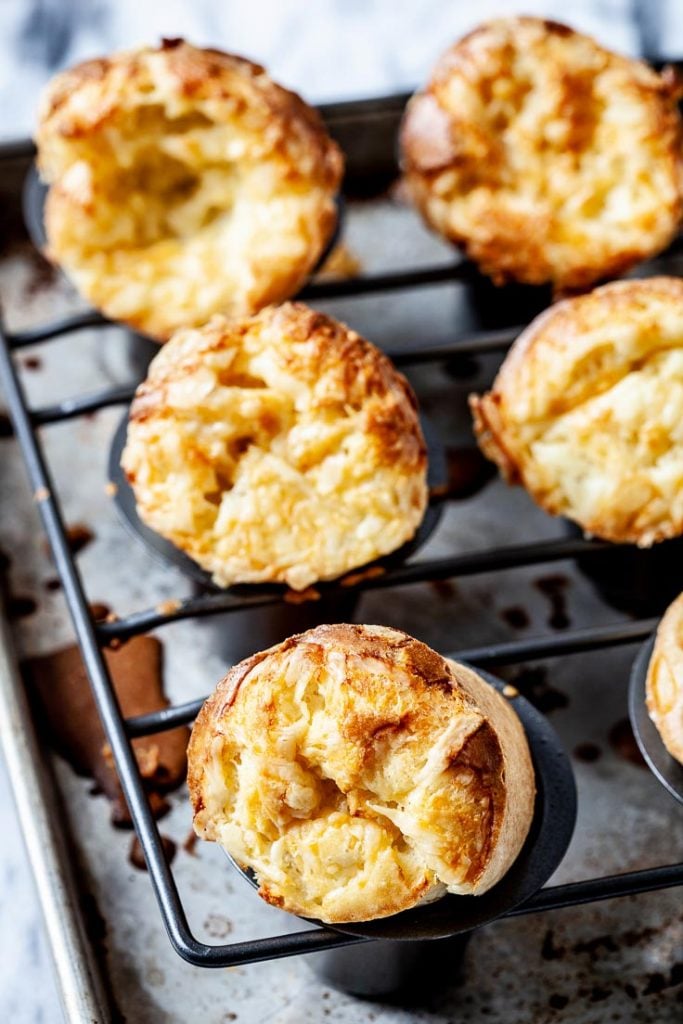 Cheese Popovers in a pan