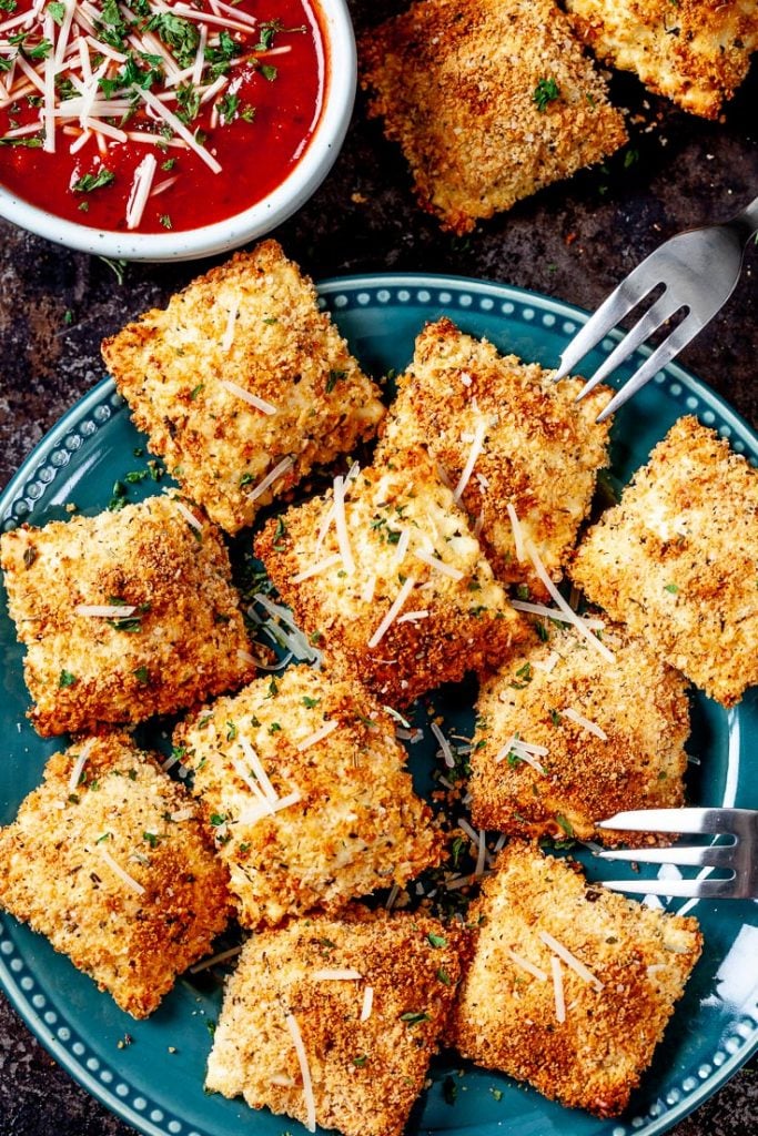 A plate of Crispy Baked Ravioli