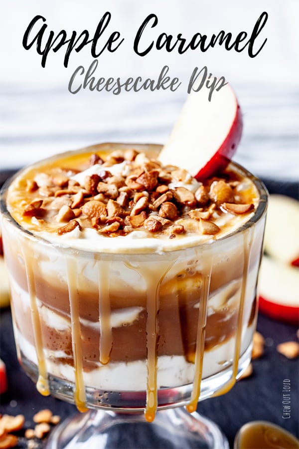 caramel apple cheesecake dip, apple dip, caramel dip