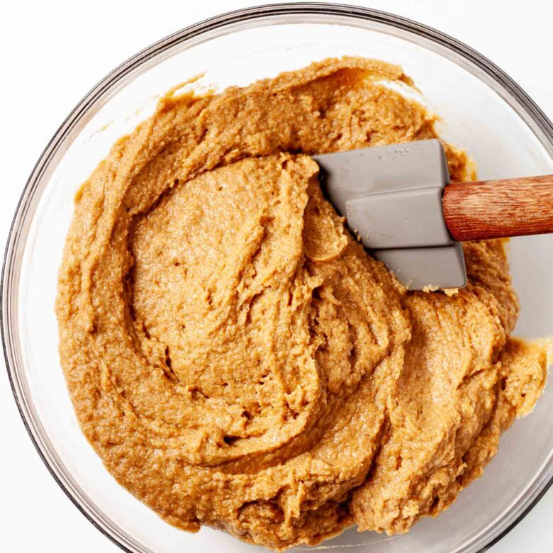 Healthy Pumpkin Bread Batter in Bowl.