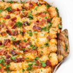 Tater Tot Casserole in baking dish.