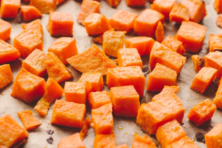 Sweet Potatoes Cubed and Roasted