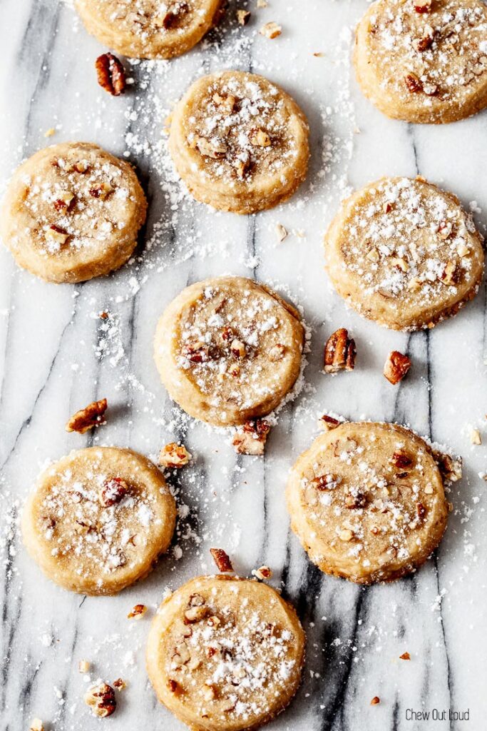 pecan sandies, pecan shortbread cookies, pecan cookies