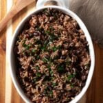 Cuban Rice and Beans in a White Dish