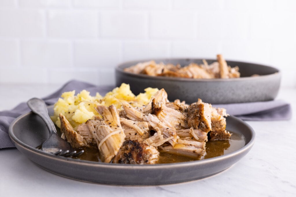 Slow Cooker Pork Loin with Gravy and Mashed Potatoes