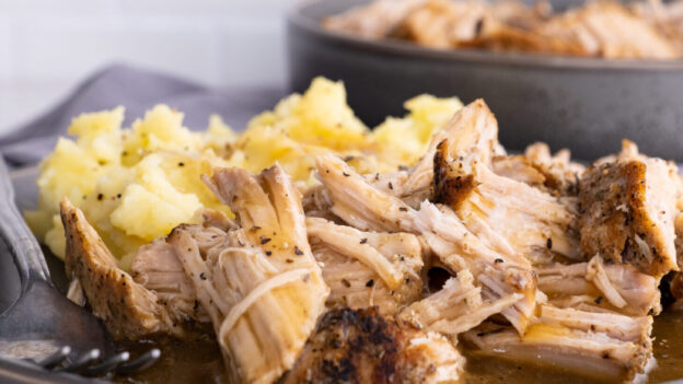 Slow Cooker Pork Loin with Gravy and Mashed Potatoes