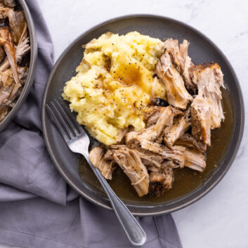 Pork Loin with Gravy and Mashed Potatoes Slow Cooker