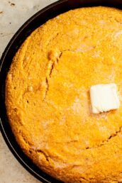 sweet potato cornbread in skillet
