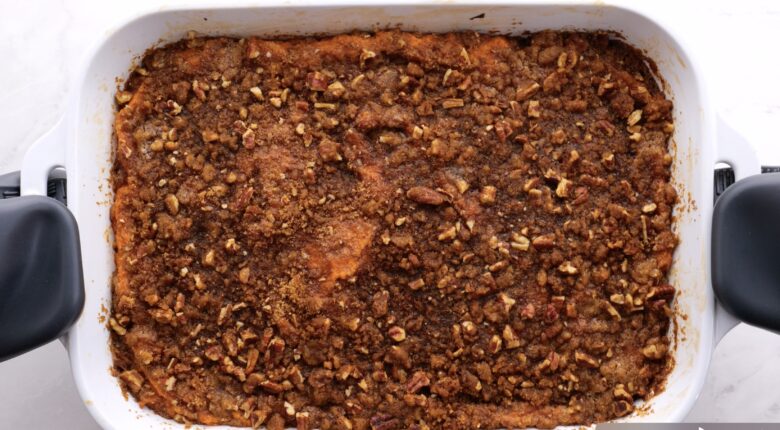 Sweet Potato Casserole After Baking