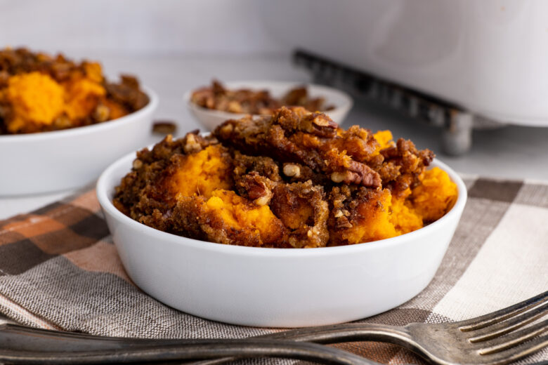 Sweet Potato Casserole in dish