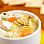 chicken noodle soup in a bowl