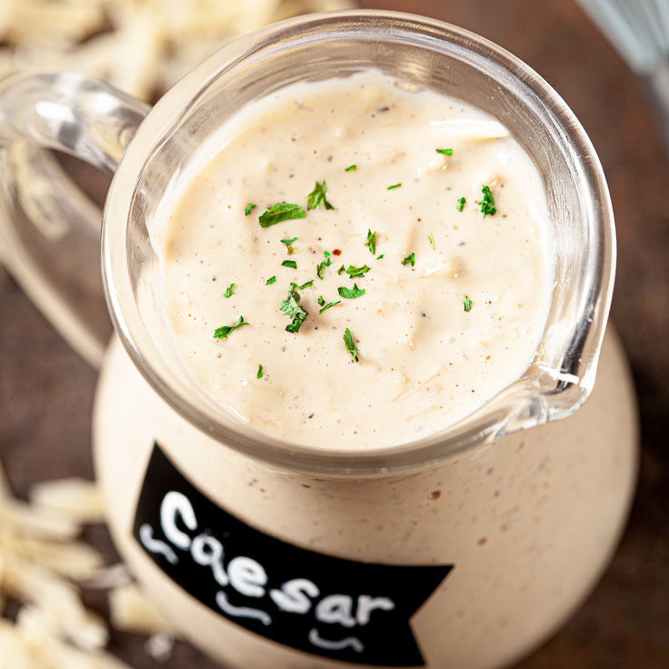 Creamy Caesar Dressing in a jar