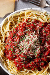 homemade spaghetti sauce in a bowl