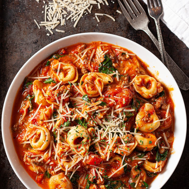 30 Minute Creamy Tortellini Pasta With Ground Turkey - Life is but a Dish