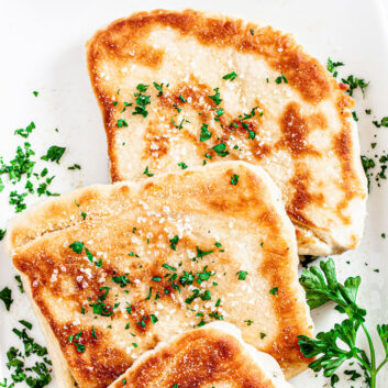 slices of flatbread on white plate