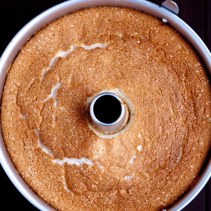 homemade angel food cake in tube pan