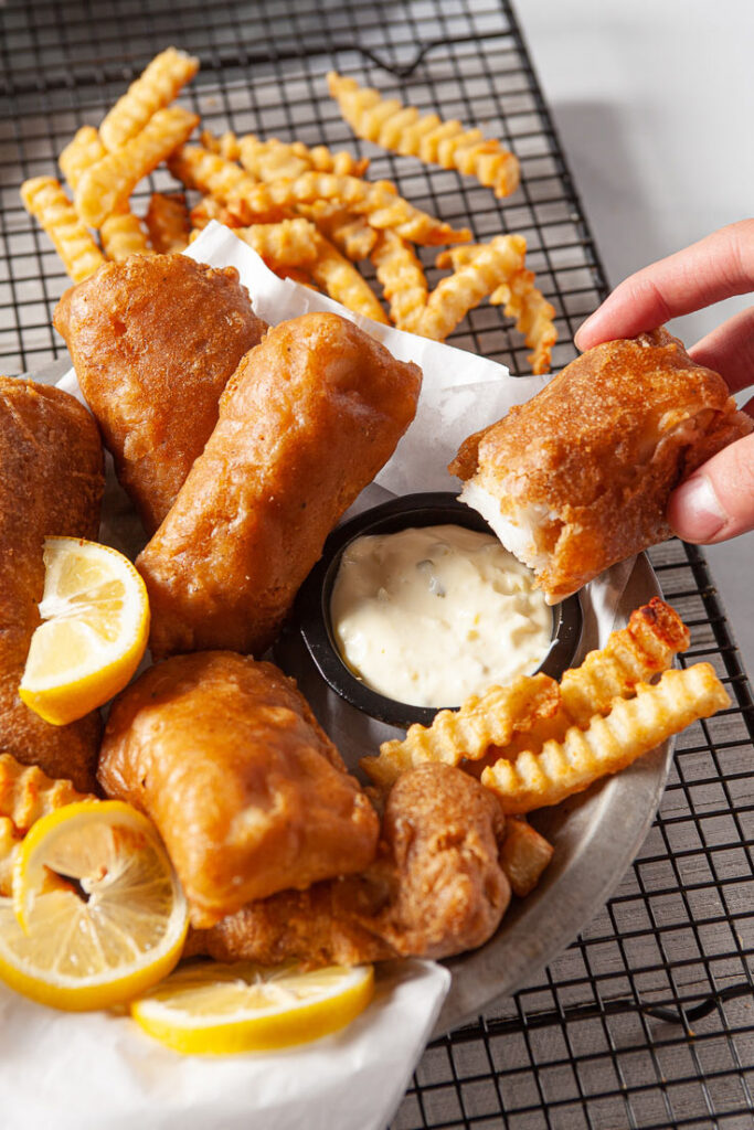 Beer Battered Fish Fry with Chips and Tartar Sauce