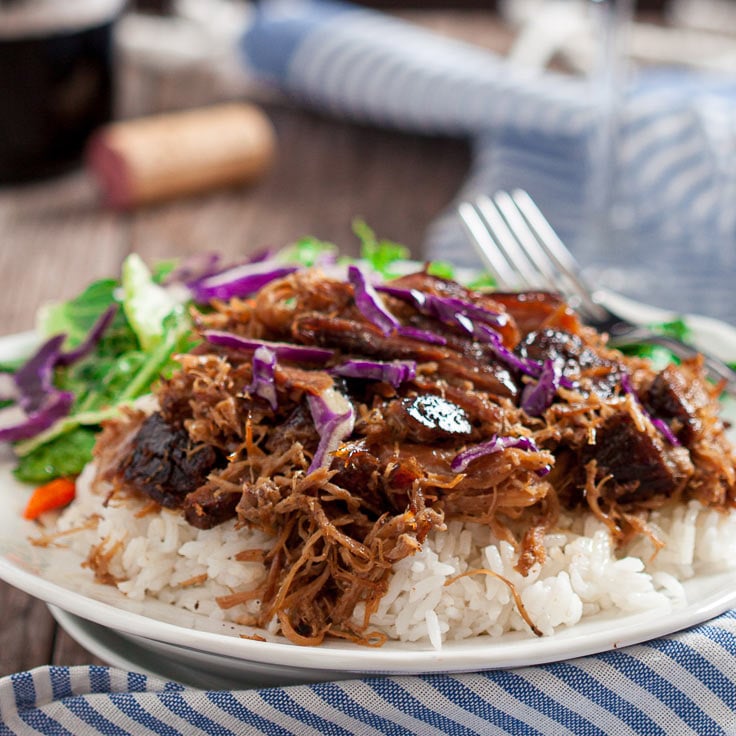 Kalua Pork shredded over rice