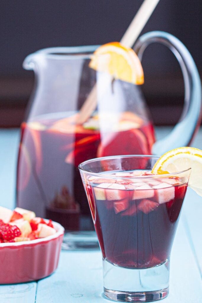 Red Sangria in pitcher and glass