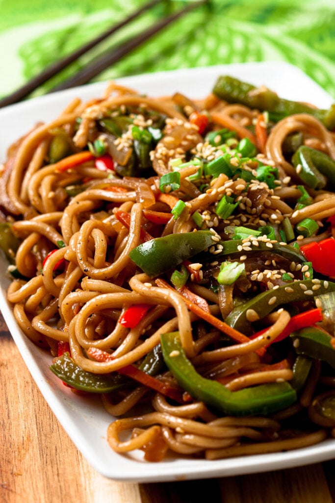 Lo Mein Noodles on a Plate