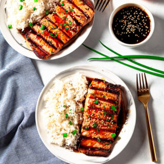Grilled Teriyaki Salmon with Rice