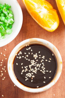 Homemade teriyaki sauce with sesame seeds