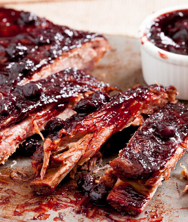 baked ribs with blueberry bbq sauce