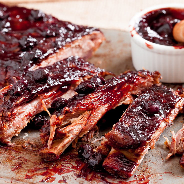 baked ribs with blueberry bbq sauce