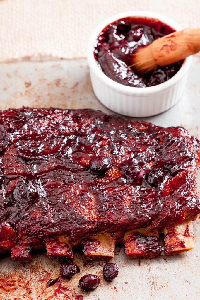 baked ribs with blueberry bbq sauce