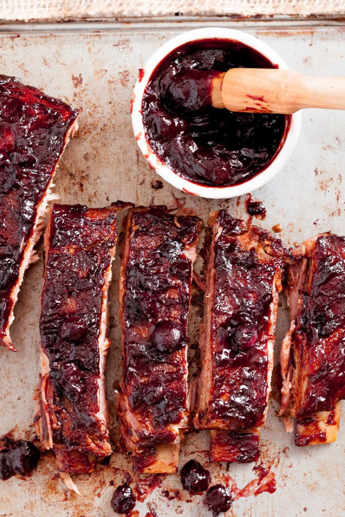 baked ribs with blueberry bbq sauce