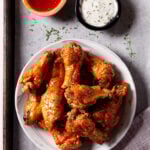 Air Fryer Chicken Wings on white plate square