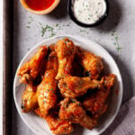 Air Fryer Chicken Wings on white plate square