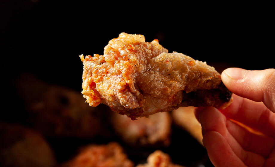 air fryer chicken wing close up