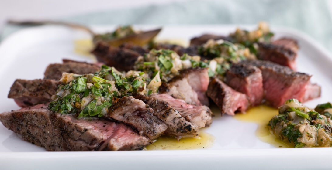 steak with chimichurri sauce