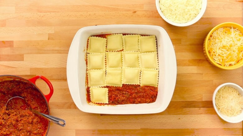 frozen ravioli as layer for ravioli casserole