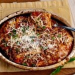 Ravioli Bake in oval dish horizontal shot