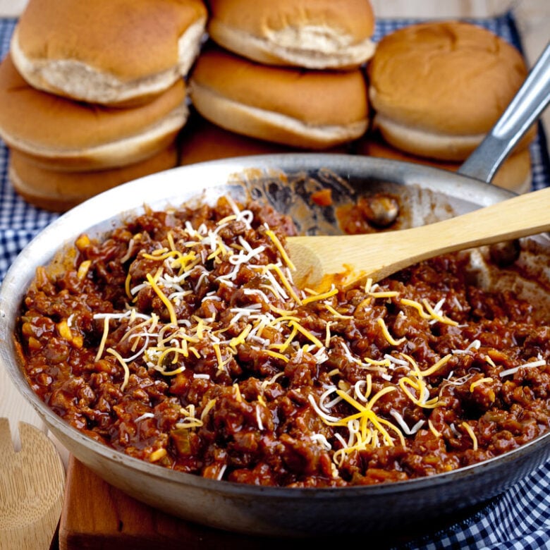 sloppy joes cooking in skillet