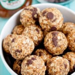 no bake energy bites or energy balls with oats and chocolate chips that are gluten free