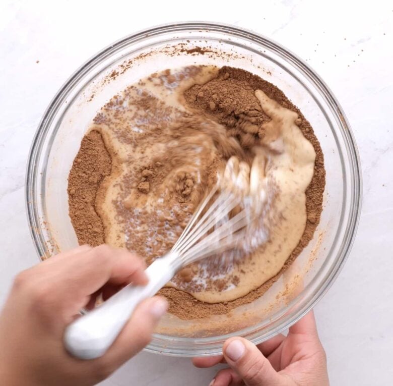 Chocolate Ice Cream Mixture ingredients in a in Bowl.