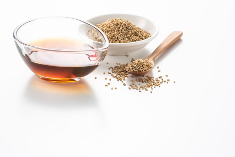 sesame oil in a small dish