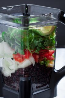 Black Bean Dip with Avocado Ingredients in Blender