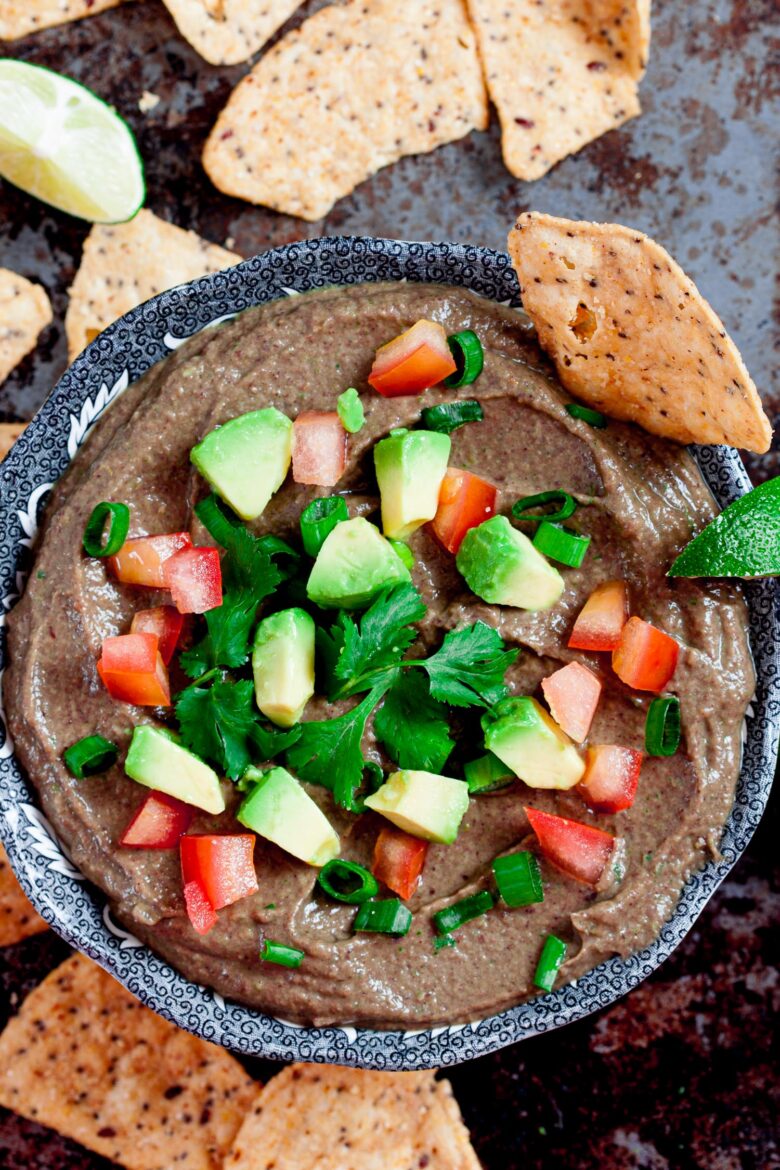 Black Bean Dip with Avocado and Chips