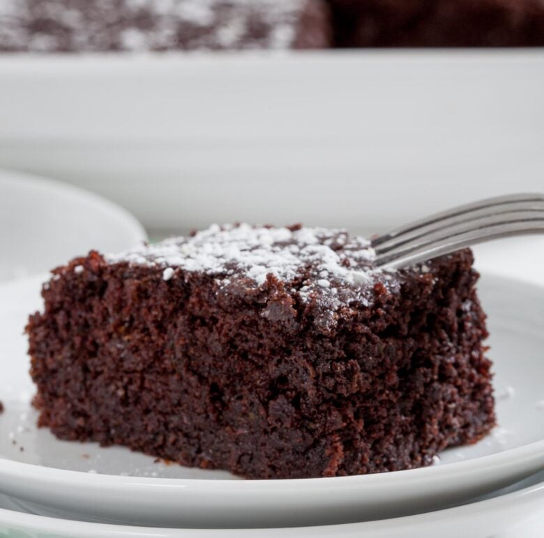 Chocolate Zucchini Cake on a Plate