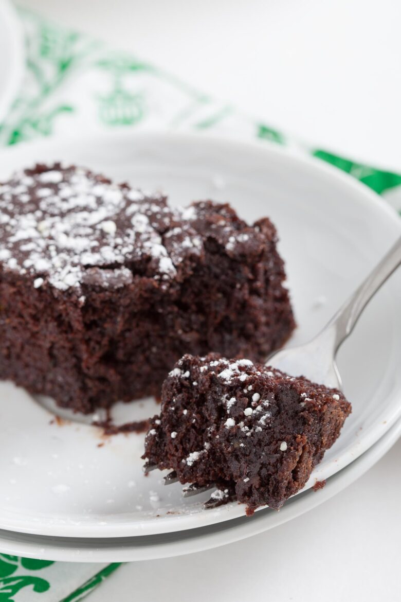 Chocolate Zucchini Cake on a Plate